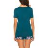 imageEkouaer Maternity Nursing Pajamas Set Short Sleeve Breastfeeding Sleepwear Double Layer Postpartum Top and Shorts SetFloral Teal
