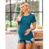 imageEkouaer Maternity Nursing Pajamas Set Short Sleeve Breastfeeding Sleepwear Double Layer Postpartum Top and Shorts SetFloral Teal