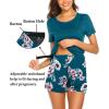 imageEkouaer Maternity Nursing Pajamas Set Short Sleeve Breastfeeding Sleepwear Double Layer Postpartum Top and Shorts SetFloral Teal