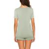 imageEkouaer Maternity Nursing Pajamas Set Short Sleeve Breastfeeding Sleepwear Double Layer Postpartum Top and Shorts SetLight Green