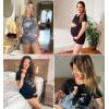 imageEkouaer Maternity Nursing Pajamas Set Short Sleeve Breastfeeding Sleepwear Double Layer Postpartum Top and Shorts SetPink1