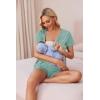 imageEkouaer Womens Maternity Nursing Pajama Sets Short Sleeve Postpartum Pajamas Breastfeeding Pregnancy ClothesAqua