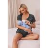 imageEkouaer Womens Maternity Nursing Pajama Sets Short Sleeve Postpartum Pajamas Breastfeeding Pregnancy ClothesDark Grey