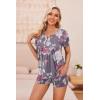 imageEkouaer Womens Maternity Nursing Pajama Sets Short Sleeve Postpartum Pajamas Breastfeeding Pregnancy ClothesGray Flower Pattern