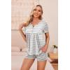 imageEkouaer Womens Maternity Nursing Pajama Sets Short Sleeve Postpartum Pajamas Breastfeeding Pregnancy ClothesLight Grey Stripe