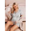 imageEkouaer Womens Maternity Nursing Pajama Sets Short Sleeve Postpartum Pajamas Breastfeeding Pregnancy ClothesLight Grey Stripe