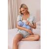 imageEkouaer Womens Maternity Nursing Pajama Sets Short Sleeve Postpartum Pajamas Breastfeeding Pregnancy ClothesLight Grey Stripe