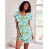 imageEkouaer 2 Pack Nightgowns for Women Flare Short Sleeve Sleepshirt V Neck Sleepwear Pajama Dress S2XLBeach  Orange Wave
