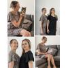imageEkouaer 2 Pack Nightgowns for Women Flare Short Sleeve Sleepshirt V Neck Sleepwear Pajama Dress S2XLBlack  Leopard