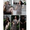 imageEkouaer 2 Pack Nightgowns for Women Flare Short Sleeve Sleepshirt V Neck Sleepwear Pajama Dress S2XLBlack  Leopard