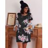 imageEkouaer 2 Pack Nightgowns for Women Flare Short Sleeve Sleepshirt V Neck Sleepwear Pajama Dress S2XLBlack Flowerpink Flower