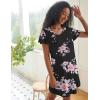 imageEkouaer 2 Pack Nightgowns for Women Flare Short Sleeve Sleepshirt V Neck Sleepwear Pajama Dress S2XLBlack Flowerpink Flower