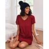 imageEkouaer 2 Pack Nightgowns for Women Flare Short Sleeve Sleepshirt V Neck Sleepwear Pajama Dress S2XLBlackwine Red