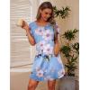 imageEkouaer 2 Pack Nightgowns for Women Flare Short Sleeve Sleepshirt V Neck Sleepwear Pajama Dress S2XLBlue Flowerpink Flower