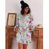imageEkouaer 2 Pack Nightgowns for Women Flare Short Sleeve Sleepshirt V Neck Sleepwear Pajama Dress S2XLBlue Flowerpink Flower