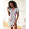 imageEkouaer 2 Pack Nightgowns for Women Flare Short Sleeve Sleepshirt V Neck Sleepwear Pajama Dress S2XLBlue Flowerpink Flower