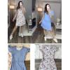 imageEkouaer 2 Pack Nightgowns for Women Flare Short Sleeve Sleepshirt V Neck Sleepwear Pajama Dress S2XLBluewhite Floral Print