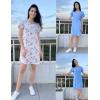 imageEkouaer 2 Pack Nightgowns for Women Flare Short Sleeve Sleepshirt V Neck Sleepwear Pajama Dress S2XLBluewhite Floral Print