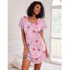 imageEkouaer 2 Pack Nightgowns for Women Flare Short Sleeve Sleepshirt V Neck Sleepwear Pajama Dress S2XLCat  Purple