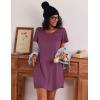 imageEkouaer 2 Pack Nightgowns for Women Flare Short Sleeve Sleepshirt V Neck Sleepwear Pajama Dress S2XLCat  Purple