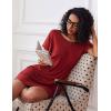 imageEkouaer 2 Pack Nightgowns for Women Flare Short Sleeve Sleepshirt V Neck Sleepwear Pajama Dress S2XLCat Print  Wine Red