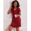 imageEkouaer 2 Pack Nightgowns for Women Flare Short Sleeve Sleepshirt V Neck Sleepwear Pajama Dress S2XLCat Print  Wine Red