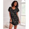 imageEkouaer 2 Pack Nightgowns for Women Flare Short Sleeve Sleepshirt V Neck Sleepwear Pajama Dress S2XLCat Print  Wine Red