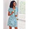 imageEkouaer 2 Pack Nightgowns for Women Flare Short Sleeve Sleepshirt V Neck Sleepwear Pajama Dress S2XLCoffee  Star Print
