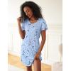 imageEkouaer 2 Pack Nightgowns for Women Flare Short Sleeve Sleepshirt V Neck Sleepwear Pajama Dress S2XLFlowerblue Star