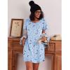 imageEkouaer 2 Pack Nightgowns for Women Flare Short Sleeve Sleepshirt V Neck Sleepwear Pajama Dress S2XLFlowerblue Star