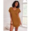 imageEkouaer 2 Pack Nightgowns for Women Flare Short Sleeve Sleepshirt V Neck Sleepwear Pajama Dress S2XLGrey Flower  Brown