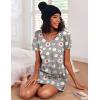 imageEkouaer 2 Pack Nightgowns for Women Flare Short Sleeve Sleepshirt V Neck Sleepwear Pajama Dress S2XLGrey Flower  Brown