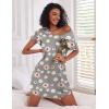 imageEkouaer 2 Pack Nightgowns for Women Flare Short Sleeve Sleepshirt V Neck Sleepwear Pajama Dress S2XLGrey Flower  Brown