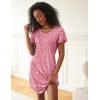 imageEkouaer 2 Pack Nightgowns for Women Flare Short Sleeve Sleepshirt V Neck Sleepwear Pajama Dress S2XLLeopardbutterfly Print