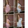 imageEkouaer 2 Pack Nightgowns for Women Flare Short Sleeve Sleepshirt V Neck Sleepwear Pajama Dress S2XLLeopardbutterfly Print