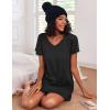 imageEkouaer 2 Pack Nightgowns for Women Flare Short Sleeve Sleepshirt V Neck Sleepwear Pajama Dress S2XLLetter Print  Black