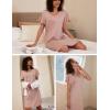 imageEkouaer 2 Pack Nightgowns for Women Flare Short Sleeve Sleepshirt V Neck Sleepwear Pajama Dress S2XLPinkstar Print