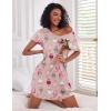 imageEkouaer 2 Pack Nightgowns for Women Flare Short Sleeve Sleepshirt V Neck Sleepwear Pajama Dress S2XLStar  Sheep Print