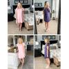 imageEkouaer 2 Pack Nightgowns for Women Flare Short Sleeve Sleepshirt V Neck Sleepwear Pajama Dress S2XLStar Print  Pink