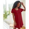 imageEkouaer 2 Pack Nightgowns for Women Flare Short Sleeve Sleepshirt V Neck Sleepwear Pajama Dress S2XLWine Red  Floral