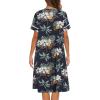 imageEkouaer House Dress for Women with Pockets Button Down Duster Housecoat Short Sleeve Mumu Nightgown SXXXLBlack Palm Tree