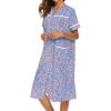 imageEkouaer House Dress for Women with Pockets Button Down Duster Housecoat Short Sleeve Mumu Nightgown SXXXLBlue Flower