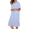 imageEkouaer House Dress for Women with Pockets Button Down Duster Housecoat Short Sleeve Mumu Nightgown SXXXLBlue Pigeon