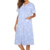 imageEkouaer House Dress for Women with Pockets Button Down Duster Housecoat Short Sleeve Mumu Nightgown SXXXLBlue Pigeon