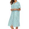 imageEkouaer House Dress for Women with Pockets Button Down Duster Housecoat Short Sleeve Mumu Nightgown SXXXLGreen Flower