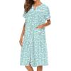 imageEkouaer House Dress for Women with Pockets Button Down Duster Housecoat Short Sleeve Mumu Nightgown SXXXLGreen Flower