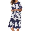 imageEkouaer House Dress for Women with Pockets Button Down Duster Housecoat Short Sleeve Mumu Nightgown SXXXLNavy Flower