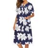 imageEkouaer House Dress for Women with Pockets Button Down Duster Housecoat Short Sleeve Mumu Nightgown SXXXLNavy Flower