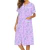 imageEkouaer House Dress for Women with Pockets Button Down Duster Housecoat Short Sleeve Mumu Nightgown SXXXLPurple Daisy