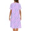 imageEkouaer House Dress for Women with Pockets Button Down Duster Housecoat Short Sleeve Mumu Nightgown SXXXLPurple Daisy